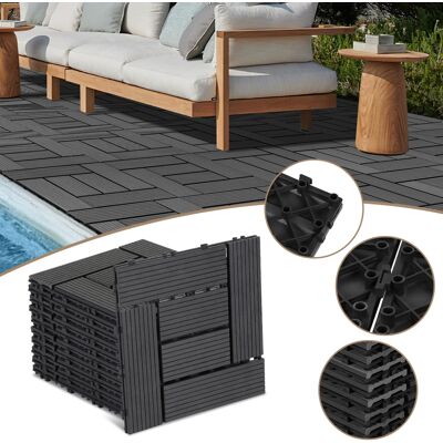 WOLKETON 99 Piastrelle Per Terrazza Da 9 M², Piastrelle A Clip 30x30 Cm, Pavimentazione Esterna Per Terrazza E Giardino, Antracite WOLKETON 99 Piastrelle Per Terrazza Da 9 M², Piastrelle A Clip 30x30 Cm, Pavimentazione Esterna Per Terrazza E Giardino, Antracite