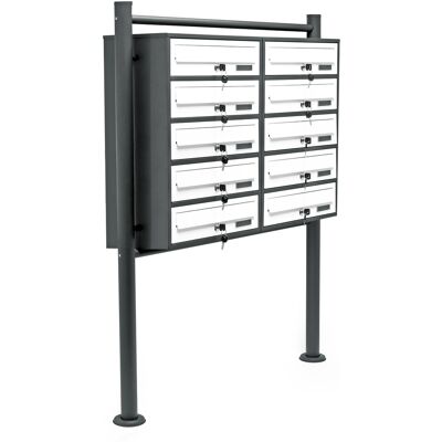 WILTEC - Cassetta Postale Condominiale Autoportante 10 Posti Antracite/bianco 270 X 898 X 1500 Mm 2 Moduli WILTEC - Cassetta Postale Condominiale Autoportante 10 Posti Antracite/bianco 270 X 898 X 1500 Mm 2 Moduli