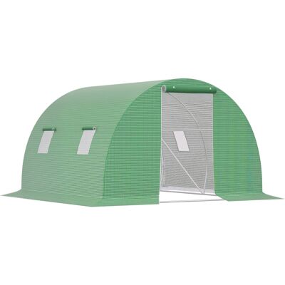 Zone Serra A Tunnel Per Giardino E Orto 3x3x2m Con Copertura In Pe, Serra Per Piante Con Porta E Finestre Avvolgibili, Verde Zone Serra A Tunnel Per Giardino E Orto 3x3x2m Con Copertura In Pe, Serra Per Piante Con Porta E Finestre Avvolgibili, Verde