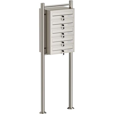 WILTEC Cassetta Postale Condominiale Autoportante 5 Posti, Acciaio Inox, 1 Modulo, 556 X 270 X 1500 Mm WILTEC Cassetta Postale Condominiale Autoportante 5 Posti, Acciaio Inox, 1 Modulo, 556 X 270 X 1500 Mm