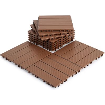 WOLKETON Pavimento Esterno In Plastica 77 Piastrelle 30x30x2 Cm, Marrone Rossastro, Motivo A 4 Listelli, Posa Senza Colla WOLKETON Pavimento Esterno In Plastica 77 Piastrelle 30x30x2 Cm, Marrone Rossastro, Motivo A 4 Listelli, Posa Senza Colla