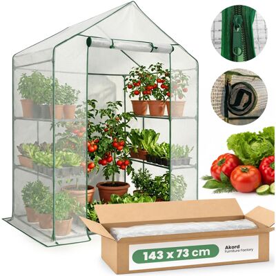 AKORD Mini Serra Da Giardino A Casetta Con Struttura In Metallo E Telo In Pe Con Ripiani 1 Porta Bianco 143x73x195 Cm AKORD Mini Serra Da Giardino A Casetta Con Struttura In Metallo E Telo In Pe Con Ripiani 1 Porta Bianco 143x73x195 Cm