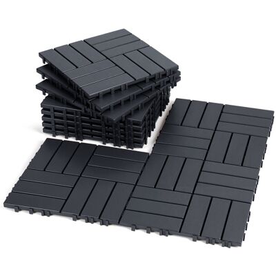 WOLKETON Set Di 11 Piastrelle Per Terrazza 1 M², 30 X 30 Cm 12 Listelli, Piastrelle In Plastica, Piastrelle A Incastro Antracite WOLKETON Set Di 11 Piastrelle Per Terrazza 1 M², 30 X 30 Cm 12 Listelli, Piastrelle In Plastica, Piastrelle A Incastro Antracite