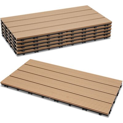 TOLLETOUR Set Di 36 Piastrelle Per Decking In Wpc, 4 Listelli, 6 M², 30 X 60 Cm, Teak, Piastrelle In Legno Composito Con Clip TOLLETOUR Set Di 36 Piastrelle Per Decking In Wpc, 4 Listelli, 6 M², 30 X 60 Cm, Teak, Piastrelle In Legno Composito Con Clip