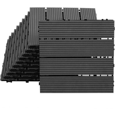 JIUBIAZ Confezione Da 88 Piastrelle Per Decking In Wpc, 4 Listelli, 8 M², 30 X 30 Cm, Piastrelle In Legno Composito Ad Incastro, Antracite JIUBIAZ Confezione Da 88 Piastrelle Per Decking In Wpc, 4 Listelli, 8 M², 30 X 30 Cm, Piastrelle In Legno Composito Ad Incastro, Antracite