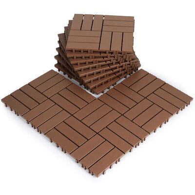 WOLKETON Set Di 88 Piastrelle Per Terrazza 8 M², 30 X 30 Cm 12 Listelli, Piastrelle In Plastica, Piastrelle A Incastro Marrone WOLKETON Set Di 88 Piastrelle Per Terrazza 8 M², 30 X 30 Cm 12 Listelli, Piastrelle In Plastica, Piastrelle A Incastro Marrone