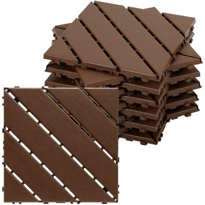 WOLKETON Set Di 44 Piastrelle Per Terrazza 4 M², 30 X 30 Cm 6 Listelli, Piastrelle In Plastica, Piastrelle A Incastro Marrone WOLKETON Set Di 44 Piastrelle Per Terrazza 4 M², 30 X 30 Cm 6 Listelli, Piastrelle In Plastica, Piastrelle A Incastro Marrone