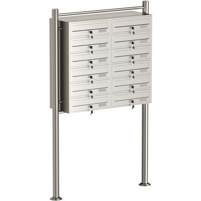 WILTEC Cassetta Postale Condominiale Autoportante, 12 Posti, Acciaio Inox, 945 X 270 X 1500 Mm, 2 Moduli WILTEC Cassetta Postale Condominiale Autoportante, 12 Posti, Acciaio Inox, 945 X 270 X 1500 Mm, 2 Moduli