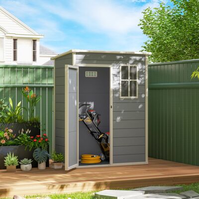 PZCC Casetta Da Giardino In Plastica, 1,14 M², 151 X 92 X 193 Cm, Con Tetto A Falda Unica, Pavimento E Finestra, Grigia PZCC Casetta Da Giardino In Plastica, 1,14 M², 151 X 92 X 193 Cm, Con Tetto A Falda Unica, Pavimento E Finestra, Grigia