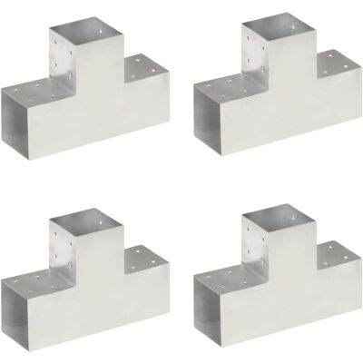 vidaXL Connettori per pali 4 pezzi Forma T Metallo zincato 101x101 mm - Connettori per pali vidaXL Connettori per pali 4 pezzi Forma T Metallo zincato 101x101 mm - Connettori per pali