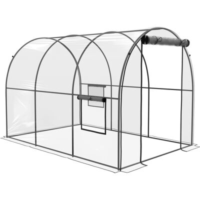 Zone Serra Da Giardino Tunnel 6 M² 3l X 2l X 2h M Telaio Tubolare Rinforzato Porta Con Cerniera 2 Finestre Avvolgibili - Trasparente Zone Serra Da Giardino Tunnel 6 M² 3l X 2l X 2h M Telaio Tubolare Rinforzato Porta Con Cerniera 2 Finestre Avvolgibili - Trasparente