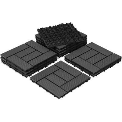 TOLLETOUR 33 Piastrelle Per Terrazza Da 3 M², Piastrelle A Clip 30x30 Cm, Pavimentazione Esterna Per Patio E Giardino, Antracite TOLLETOUR 33 Piastrelle Per Terrazza Da 3 M², Piastrelle A Clip 30x30 Cm, Pavimentazione Esterna Per Patio E Giardino, Antracite
