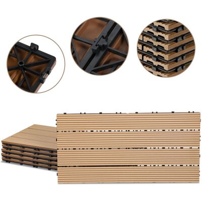 JIUBIAZ Set Di 36 Piastrelle Per Decking In Wpc, 4 Listelli, 6 M², 30 X 60 Cm, Teak, Piastrelle In Legno Composito Con Clip JIUBIAZ Set Di 36 Piastrelle Per Decking In Wpc, 4 Listelli, 6 M², 30 X 60 Cm, Teak, Piastrelle In Legno Composito Con Clip