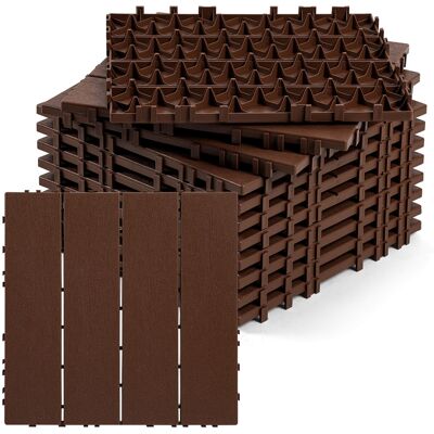 JIUBIAZ Set Di 11 Piastrelle Per Terrazza 1 M², 30 X 30 Cm 4 Listelli, Piastrelle In Plastica, Piastrelle A Incastro Marrone JIUBIAZ Set Di 11 Piastrelle Per Terrazza 1 M², 30 X 30 Cm 4 Listelli, Piastrelle In Plastica, Piastrelle A Incastro Marrone
