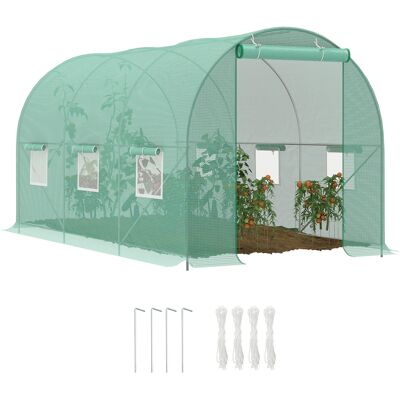 OEM Serra A Tunnel Da Giardino 4.45x2x2 M Con Tetto Arrotondato, In Pe E Metallo, Verde OEM Serra A Tunnel Da Giardino 4.45x2x2 M Con Tetto Arrotondato, In Pe E Metallo, Verde
