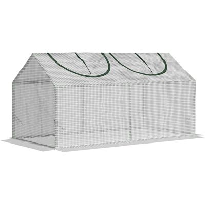 OEM Serra Da Giardino A Casetta Con Copertura In Pe, Serra Per Orto Con Picchetti E Bordi Estesi Per Piante E Fiori, 120x60x60cm, Bianco OEM Serra Da Giardino A Casetta Con Copertura In Pe, Serra Per Orto Con Picchetti E Bordi Estesi Per Piante E Fiori, 120x60x60cm, Bianco