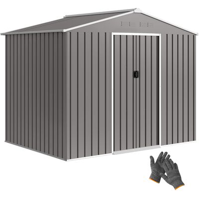 OEM Casetta Da Giardino 2.3x1.7 M In Acciaio Con Prese D'Aria E Doppia Porta Scorrevole, Effetto Legno OEM Casetta Da Giardino 2.3x1.7 M In Acciaio Con Prese D'Aria E Doppia Porta Scorrevole, Effetto Legno