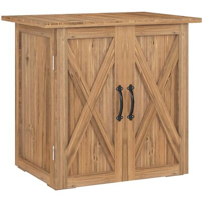 Zone Casetta Da Giardino, Porta Doppia, Chiusure Magnetiche, Resistente Alle Intemperie, Legno Naturale, 77l X 55p X 72h Cm, Marrone Zone Casetta Da Giardino, Porta Doppia, Chiusure Magnetiche, Resistente Alle Intemperie, Legno Naturale, 77l X 55p X 72h Cm, Marrone