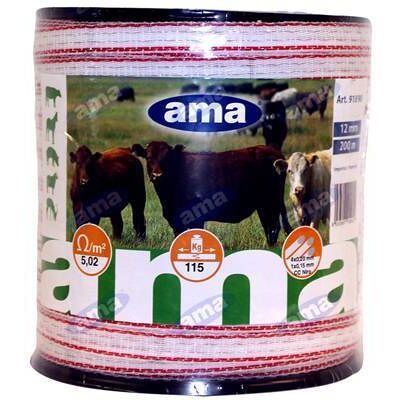 AMA - Banda Recinzione Elettrica Premium 200 Mt - Larghezza: 40 Mm AMA - Banda Recinzione Elettrica Premium 200 Mt - Larghezza: 40 Mm