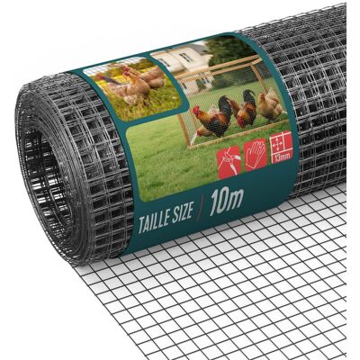 VOUNOT ® Rete Metallica Plastificata Pvc 1x10 M, Maglia 13 Mm Filo 0,8 Mm, Rete Per Recinzione Giardino E Pollame, Grigio VOUNOT ® Rete Metallica Plastificata Pvc 1x10 M, Maglia 13 Mm Filo 0,8 Mm, Rete Per Recinzione Giardino E Pollame, Grigio