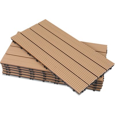 WOLKETON Set Di 12 Piastrelle Per Decking In Wpc, 4 Listelli, 2 M², 30 X 60 Cm, Teak, Piastrelle In Legno Composito Con Clip WOLKETON Set Di 12 Piastrelle Per Decking In Wpc, 4 Listelli, 2 M², 30 X 60 Cm, Teak, Piastrelle In Legno Composito Con Clip