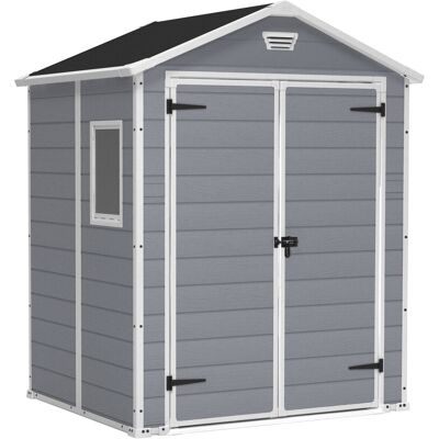 Keter Manor 6x5 - Casetta Da Giardino 185x226x152 Cm 2 Ante Per Deposito Attrezzi Finitura Effetto Legno Graffiato In Resina Grigio Keter Manor 6x5 - Casetta Da Giardino 185x226x152 Cm 2 Ante Per Deposito Attrezzi Finitura Effetto Legno Graffiato In Resina Grigio