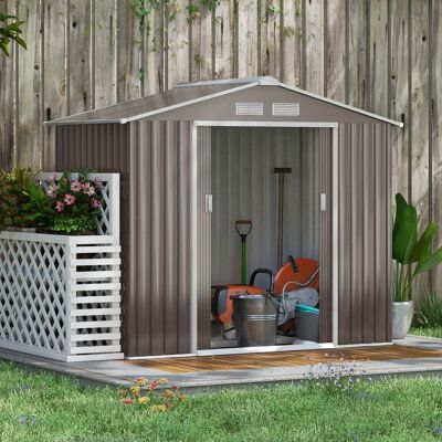 KELLANY Outsunny Capanno Da Giardino Con Telaio A Pavimento E Porte Scorrevoli, Resistente Alle Intemperie, Acciaio, Verde Chiaro, 213x130x185cm Per Giardino E Stoccaggio KELLANY Outsunny Capanno Da Giardino Con Telaio A Pavimento E Porte Scorrevoli, Resistente Alle Intemperie, Acciaio, Verde Chiaro, 213x130x185cm Per Giardino E Stoccaggio