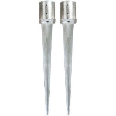 vidaXL Picchetti da terra 2 pezzi Argento - Recinzioni da giardino - 12x91cm vidaXL Picchetti da terra 2 pezzi Argento - Recinzioni da giardino - 12x91cm