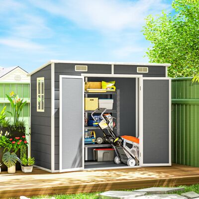 PZCC Casetta Da Giardino Esterna 2,4 X 1,3 M, In Resina Con Pavimento, Finestra, Porte Con Serratura E Ventilazione, Grigia PZCC Casetta Da Giardino Esterna 2,4 X 1,3 M, In Resina Con Pavimento, Finestra, Porte Con Serratura E Ventilazione, Grigia