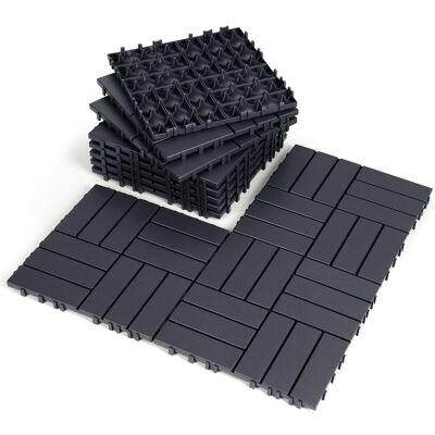 WOLKETON Pavimento Esterno In Plastica 33 Piastrelle 30x30x2 Cm, Antracite, Design A 12 Listelli, Posa Senza Colla WOLKETON Pavimento Esterno In Plastica 33 Piastrelle 30x30x2 Cm, Antracite, Design A 12 Listelli, Posa Senza Colla