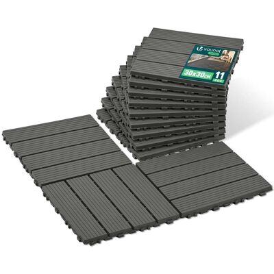 VOUNOT ® Set Da 11 Piastrelle Esterno Ad Incastro 30x30 Cm, Pavimento Da Giardino Antiscivolo Tagliabili E Resistenti, Antracite VOUNOT ® Set Da 11 Piastrelle Esterno Ad Incastro 30x30 Cm, Pavimento Da Giardino Antiscivolo Tagliabili E Resistenti, Antracite