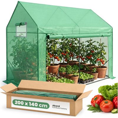 AKORD Serra Da Giardino A Casetta Con Struttura In Metallo E Telo In Pe 1 Porta 2 Finestre Verde 200x140x200 Cm AKORD Serra Da Giardino A Casetta Con Struttura In Metallo E Telo In Pe 1 Porta 2 Finestre Verde 200x140x200 Cm