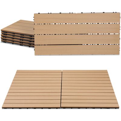 WOLKETON Set Di 36 Piastrelle Per Decking In Wpc, 4 Listelli, 6 M², 30 X 60 Cm, Teak, Piastrelle In Legno Composito Con Clip WOLKETON Set Di 36 Piastrelle Per Decking In Wpc, 4 Listelli, 6 M², 30 X 60 Cm, Teak, Piastrelle In Legno Composito Con Clip