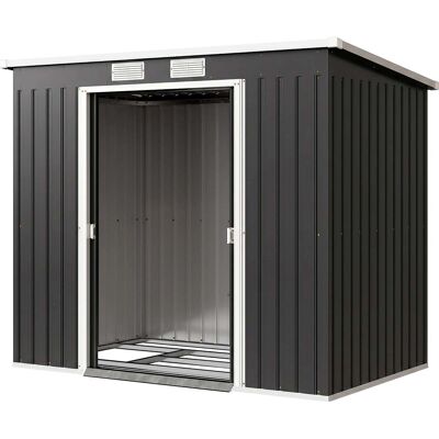 HELLOSHOP26 Casetta Da Giardino Porta Attrezzi 213 X 130 X 172 Cm Tetto Spiovente Ventilazione Moderno Industriale In Acciaio Zincato Grigio Scuro 210004174 HELLOSHOP26 Casetta Da Giardino Porta Attrezzi 213 X 130 X 172 Cm Tetto Spiovente Ventilazione Moderno Industriale In Acciaio Zincato Grigio Scuro 210004174