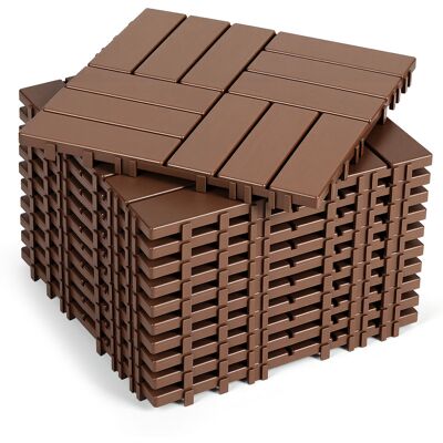 WOLKETON Pavimento Esterno In Plastica 11 Piastrelle 30x30x2 Cm, Marrone Rossastro, Design A 12 Listelli, Posa Senza Colla WOLKETON Pavimento Esterno In Plastica 11 Piastrelle 30x30x2 Cm, Marrone Rossastro, Design A 12 Listelli, Posa Senza Colla