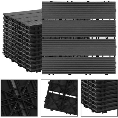 TOLLETOUR Confezione Da 99 Piastrelle Per Decking In Wpc, 4 Listelli, 9 M², 30 X 30 Cm, Piastrelle In Legno Composito Ad Incastro, Antracite TOLLETOUR Confezione Da 99 Piastrelle Per Decking In Wpc, 4 Listelli, 9 M², 30 X 30 Cm, Piastrelle In Legno Composito Ad Incastro, Antracite