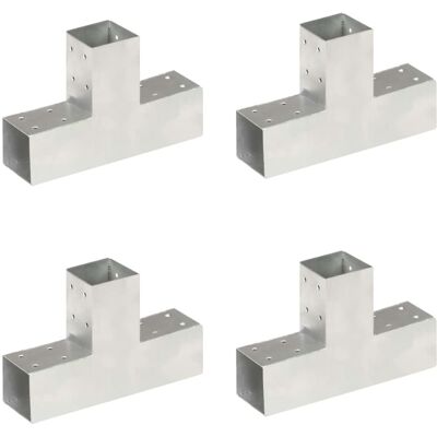 vidaXL Connettori per Pali a Forma di T 4 pz Metallo Zincato 71x71 mm - Connettori di Pali vidaXL Connettori per Pali a Forma di T 4 pz Metallo Zincato 71x71 mm - Connettori di Pali
