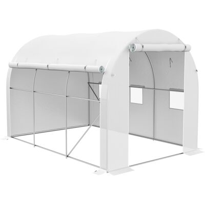Zone Serra Da Giardino 6 M² Dim. 3 X 2 M Con 1 Porta + 2 Pareti Laterali Avvolgibili Con Cerniera, 6 Finestre, Bianco Zone Serra Da Giardino 6 M² Dim. 3 X 2 M Con 1 Porta + 2 Pareti Laterali Avvolgibili Con Cerniera, 6 Finestre, Bianco