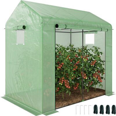 OEM Serra A Casetta A 2 Sezioni Con Porta E Finestre Avvolgibili, In Acciaio E Pe, 200x140x200 Cm, Verde OEM Serra A Casetta A 2 Sezioni Con Porta E Finestre Avvolgibili, In Acciaio E Pe, 200x140x200 Cm, Verde
