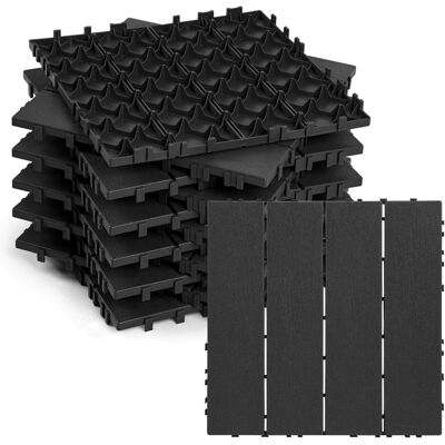 WOLKETON Set Di 11 Piastrelle Per Terrazza 1 M², 30 X 30 Cm 4 Listelli, Piastrelle In Plastica, Piastrelle A Incastro Antracite WOLKETON Set Di 11 Piastrelle Per Terrazza 1 M², 30 X 30 Cm 4 Listelli, Piastrelle In Plastica, Piastrelle A Incastro Antracite