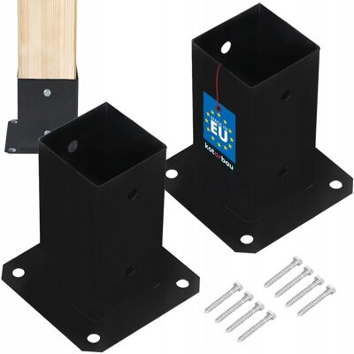 OEM Base Per Palo In Legno Avvitata Al Cemento, In Acciaio Nero 70x70 Mm, 2 Pezzi OEM Base Per Palo In Legno Avvitata Al Cemento, In Acciaio Nero 70x70 Mm, 2 Pezzi