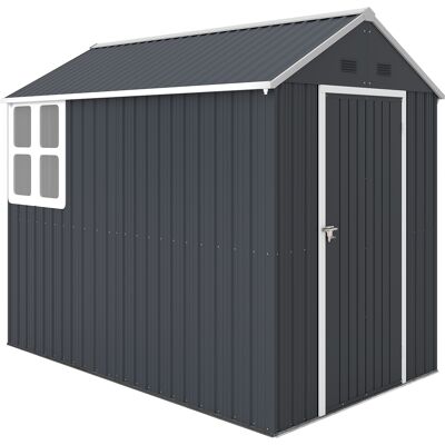 OEM Casetta Da Giardino Porta Attrezzi In Acciaio Zincato E Pp Con Finestra, 259x172x222 Cm, Grigia E Bianca OEM Casetta Da Giardino Porta Attrezzi In Acciaio Zincato E Pp Con Finestra, 259x172x222 Cm, Grigia E Bianca