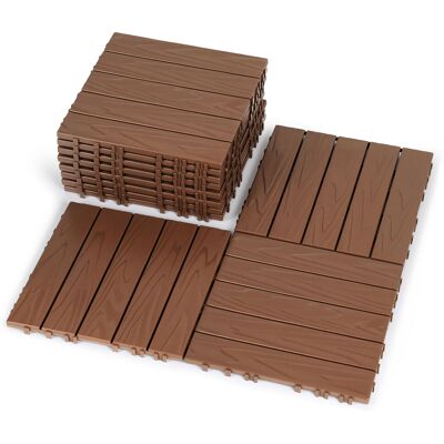 WOLKETON Pavimento Esterno In Plastica 77 Piastrelle 30x30x2 Cm, Marrone Rossastro, Motivo Rilievo 5 Listelli, Posa Senza Colla WOLKETON Pavimento Esterno In Plastica 77 Piastrelle 30x30x2 Cm, Marrone Rossastro, Motivo Rilievo 5 Listelli, Posa Senza Colla