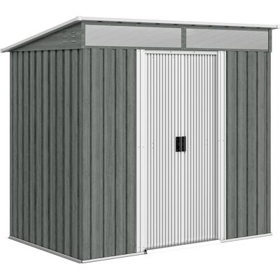 GIORDANOSHOP Casetta Box Da Giardino 195x122x181,5 Cm Con Porte Scorrevoli E Pavimentazione In Acciaio Grigio Chiaro GIORDANOSHOP Casetta Box Da Giardino 195x122x181,5 Cm Con Porte Scorrevoli E Pavimentazione In Acciaio Grigio Chiaro