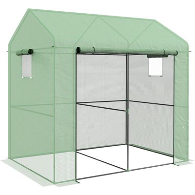 Zone Serra Da Giardino 2.8m² Con 1 Grande Porta Avvolgibile E 2 Finestre, Dim. 200l X 140l X 200h Cm, Verde Zone Serra Da Giardino 2.8m² Con 1 Grande Porta Avvolgibile E 2 Finestre, Dim. 200l X 140l X 200h Cm, Verde