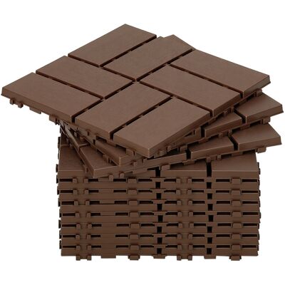 JIUBIAZ Set Di 88 Piastrelle Per Terrazza 8 M², 30 X 30 Cm 8 Listelli, Piastrelle In Plastica, Piastrelle A Incastro Marrone JIUBIAZ Set Di 88 Piastrelle Per Terrazza 8 M², 30 X 30 Cm 8 Listelli, Piastrelle In Plastica, Piastrelle A Incastro Marrone