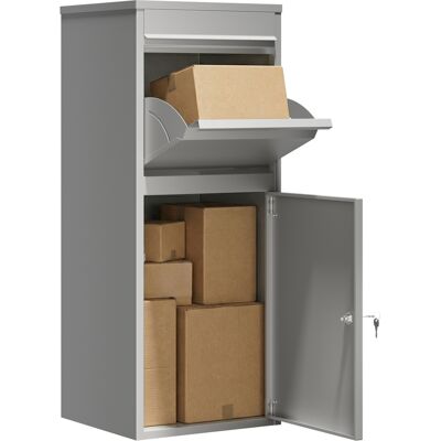 WILTEC Cassetta Portapacchi Grigia 410 X 380 X 1020 Mm, Cassetta Per Pacchi Da Esterno In Acciaio Con Rivestimento A Polvere, Box Con Serratura A Chiave, Consegna Di Scatole, Posta, Lettere WILTEC Cassetta Portapacchi Grigia 410 X 380 X 1020 Mm, Cassetta Per Pacchi Da Esterno In Acciaio Con Rivestimento A Polvere, Box Con Serratura A Chiave, Consegna Di Scatole, Posta, Lettere