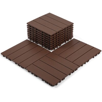 WOLKETON Set Di 110 Piastrelle Per Terrazza 10 M², 30 X 30 Cm 4 Listelli, Piastrelle In Plastica, Piastrelle A Incastro Marrone WOLKETON Set Di 110 Piastrelle Per Terrazza 10 M², 30 X 30 Cm 4 Listelli, Piastrelle In Plastica, Piastrelle A Incastro Marrone
