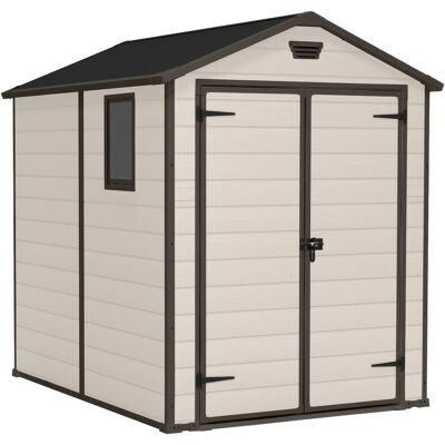 Keter Manor 6x8 - Casetta Da Giardino 185,80x227x236,80 Cm 2 Ante Per Deposito Attrezzi Finitura Effetto Legno Graffiato In Resina Beige Keter Manor 6x8 - Casetta Da Giardino 185,80x227x236,80 Cm 2 Ante Per Deposito Attrezzi Finitura Effetto Legno Graffiato In Resina Beige