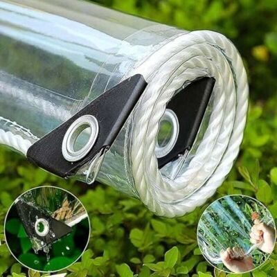 ABYSSE Telo Trasparente Con Occhielli, In Pvc Rinforzato E Impermeabile, Pieghevole Con Corde, Ideale Per Serra, Pergola, Campeggio, Giardino, Piante E Auto. ABYSSE Telo Trasparente Con Occhielli, In Pvc Rinforzato E Impermeabile, Pieghevole Con Corde, Ideale Per Serra, Pergola, Campeggio, Giardino, Piante E Auto.
